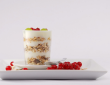 Yogurt with granola and fruit.